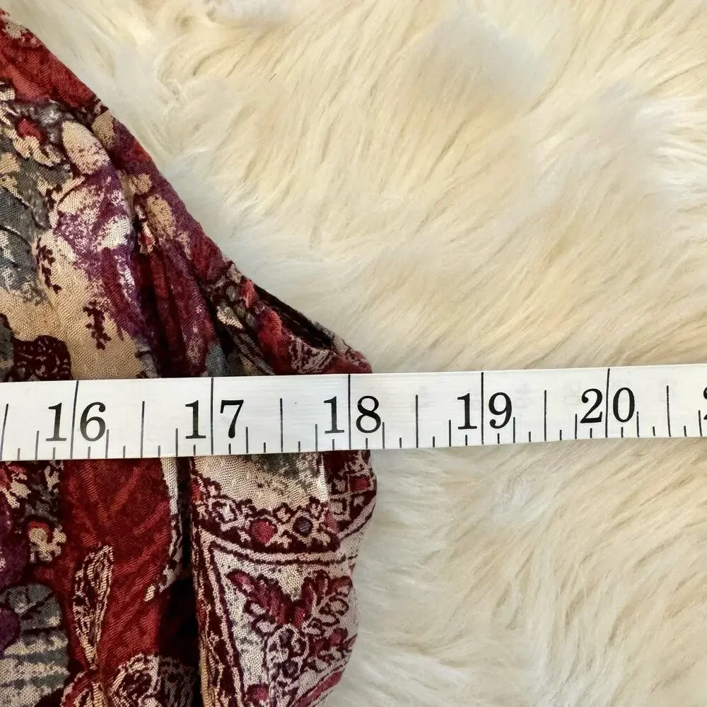 Free People Maroon Paisley Floral Print Dobby Dot Slip Dress Small